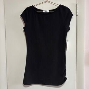 Electric Behavior Classic Black Womens top size small, minimalist core boho chic